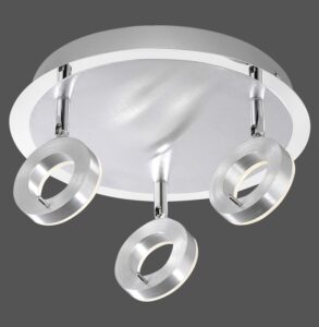 Plafonnier 3 spots LED acier/chrome