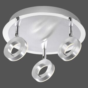 Plafonnier 3 spots LED acier/chrome