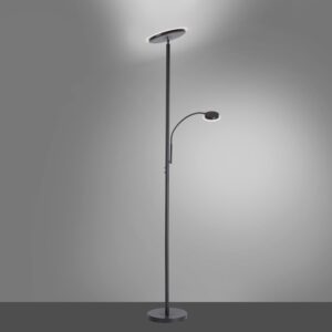 Lampadaire LED noir avec liseuse
