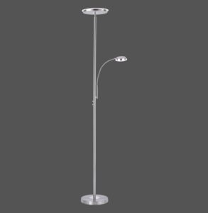 Lampadaire LED nickel avec liseuse