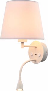 Applique avec abat-jour et liseuse LED décor blanc