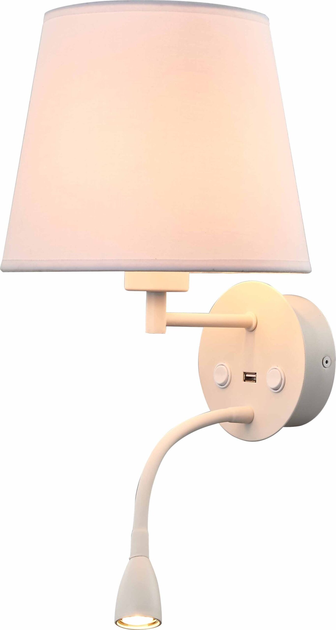 Applique avec abat-jour et liseuse LED décor blanc