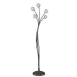 Lampadaire 5 lumières laiton massif graphite