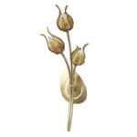 Applique 3 lumières laiton massif bruni et verrerie ambre