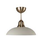 Plafonnier laiton massif bruni et verrerie opale