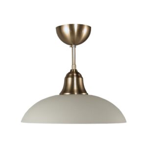 Plafonnier laiton massif bruni et verrerie opale