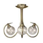 Lustre 3 lumières laiton massif bruni