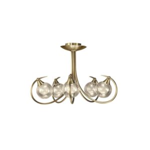 Lustre 5 lumières laiton massif bruni