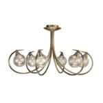 Lustre 6 lumières laiton massif bruni