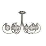 Lustre 6 lumières laiton massif nickelé