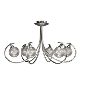 Lustre 6 lumières laiton massif nickelé