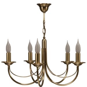 Lustre CHATELET 5 lumières laiton massif bruni