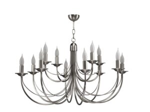 Lustre CHATELET 12 lumières laiton massif nickel