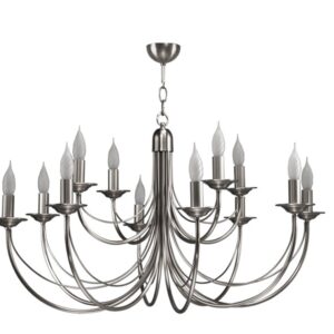 Lustre CHATELET 12 lumières laiton massif nickel