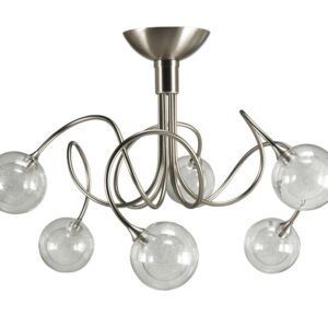 Lustre MUMBAI 6 lumières laiton massif nickel