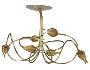 Lustre NIOBE 6 lumières laiton massif bruni