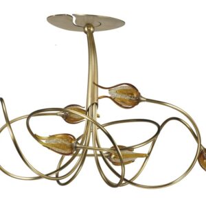 Lustre NIOBE 6 lumières laiton massif bruni