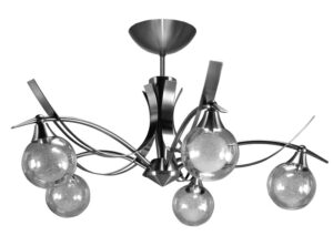 Lustre ORIYA 5 lumières laiton massif nickel