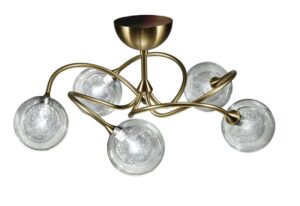 Plafonnier POMPEI 5 lumières laiton massif bruni