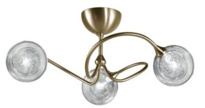 Plafonnier VESUVE 3 lumières laiton massif bruni