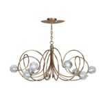 Lustre 9 lumières laiton massif bruni