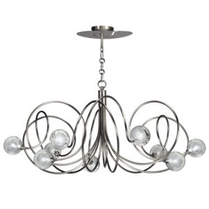 Lustre 9 lumières laiton massif nickelé