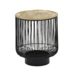 Guéridon métal noir aluminium doré 41x46 cm