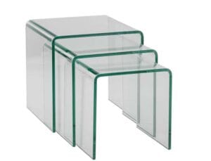 Tables gigognes verre transparent 42x42 H42/38x38 H38/34x34 H34