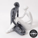 Sculpture couple céramique platine et blanche