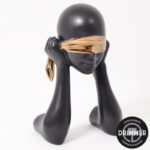 Sculpture visage céramique noire et dorée