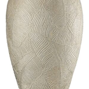 Vase céramique décor doré et champagne Ht 35 cm