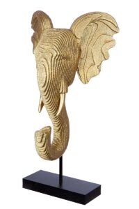 Sculpture éléphant résine noir et doré Ht 46 cm