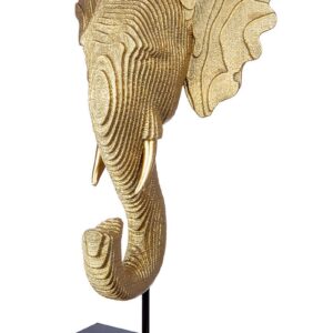 Sculpture éléphant résine noir et doré Ht 46 cm