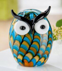 Hibou en verre multicolor
