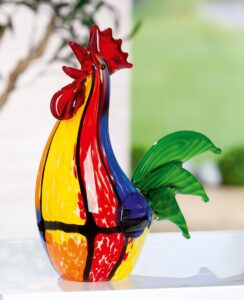 Coq en verre multicolor