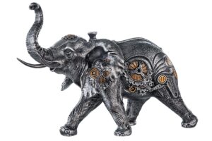 Sculpture Steampunk éléphant argenté