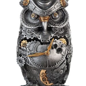 Sculpture Steampunk hibou argenté
