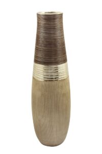 Vase céramique beige, marron et doré Ht 46 cm