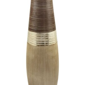 Vase céramique beige, marron et doré Ht 56 cm