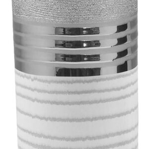 Vase demi-lune céramique blanc, argent et chromé Ht 44 cm