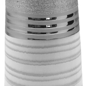 Vase bouteille céramique blanc, argent et chromé Ht 31 cm