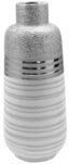 Vase bouteille céramique blanc, argent et chromé Ht 31 cm