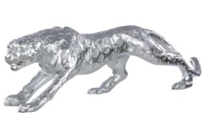 Sculpture guépard couleur argent