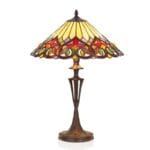 Lampe Tiffany pied en résine abat-jour en pâte de verre