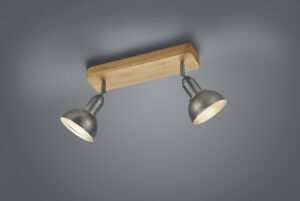 Rampe 2 spots bois et métal E14