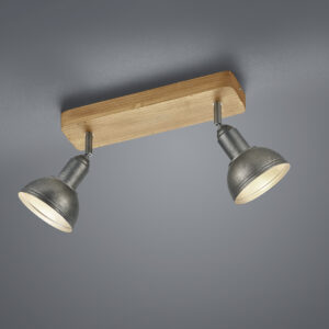 Rampe 2 spots bois et métal E14