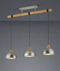 Lustre 3 lumières bois et métal E27