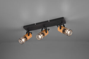 Rampe 2 spots bois et métal E14