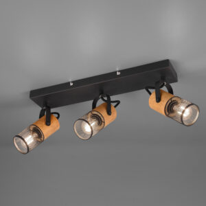 Rampe 2 spots bois et métal E14