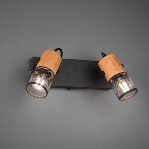 Rampe 2 spots bois et métal E14